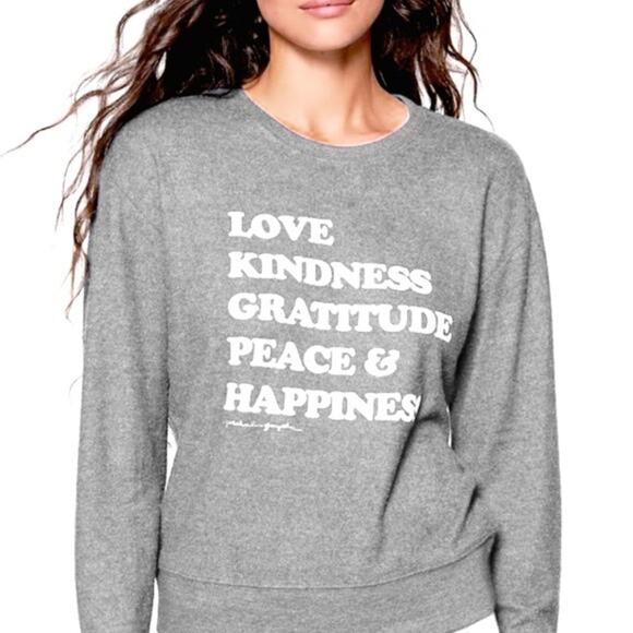 Spiritual Gangster Women's Happiness Crew Neck Savasana Sweatshirt Gray Size M - Picture 1 of 8